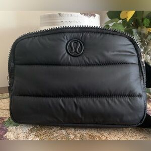 Black puffer Lululemon belt bag